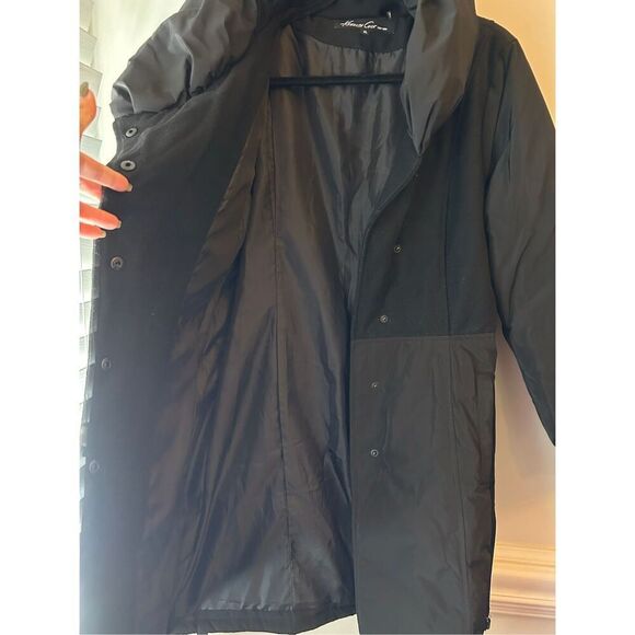 Kenneth Cole belted Mixed Media Down Feather puffer coat XL minimalist career - Picture 3 of 11